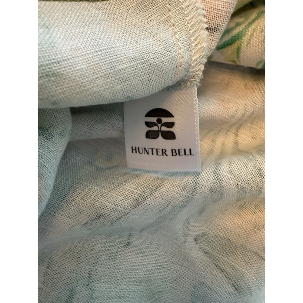 Hunter Bell Pierce Midi Dress Size 4 Green Garden Floral Linen Blend Cutout Bow - Picture 11 of 16